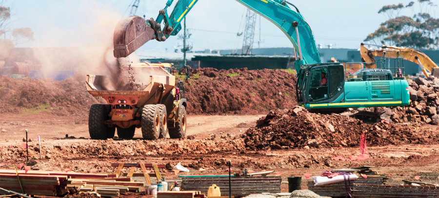 Dirt work at construction site