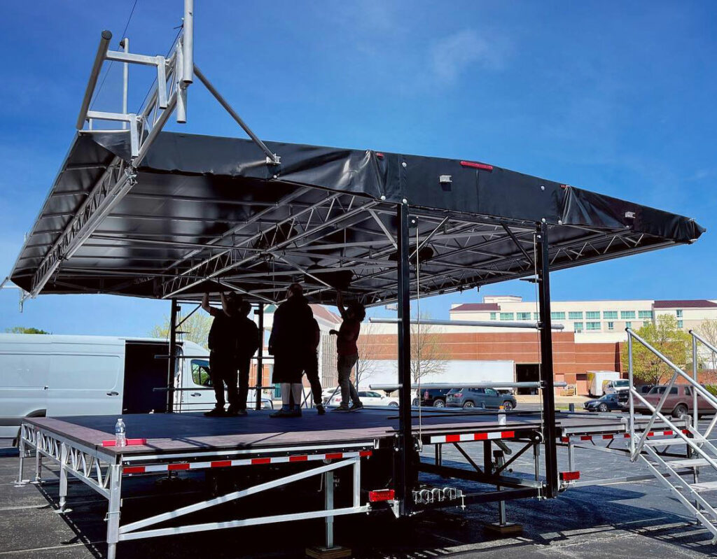 Mobile stage being set up