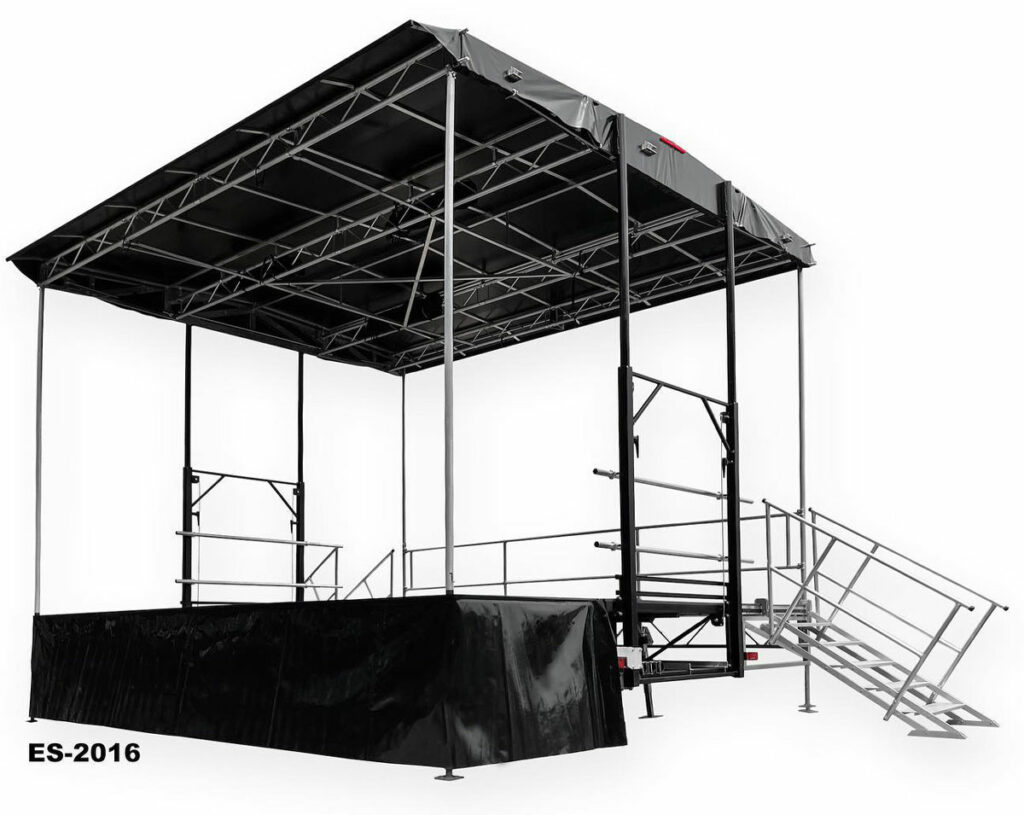 Mobile stage for events on white background