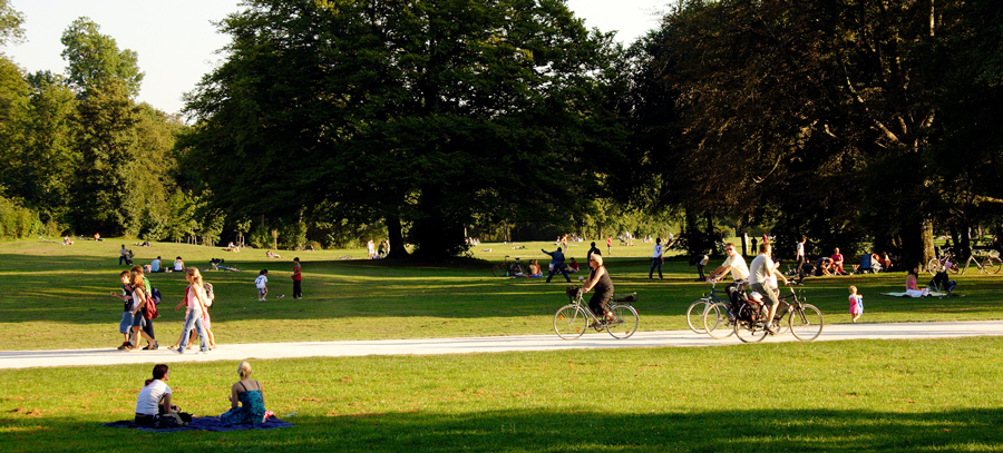 People riding bikes at outdoor park